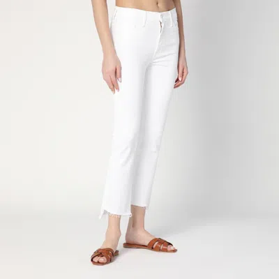 Shop Mother The Insider Crop Step Fray Jeans In White