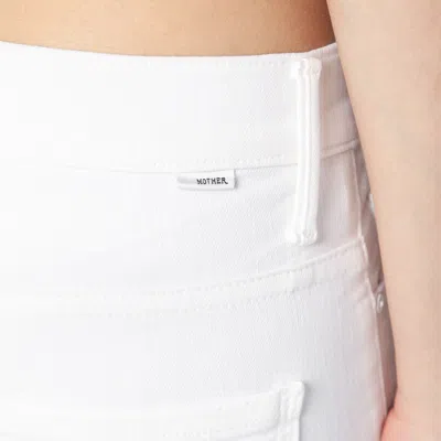 Mother The Tripped Distressed Bootcut Ankle Jeans In White