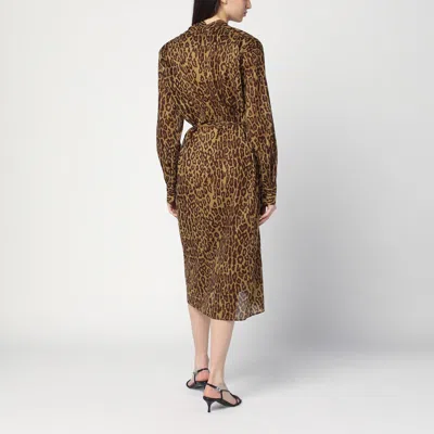 6397 Leopard-print Shirt Dress In Cotton Voile In Multicolor