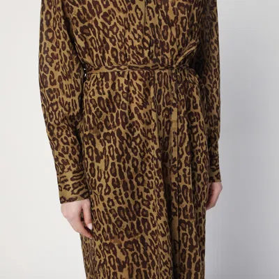 6397 Leopard-print Shirt Dress In Cotton Voile In Multicolor