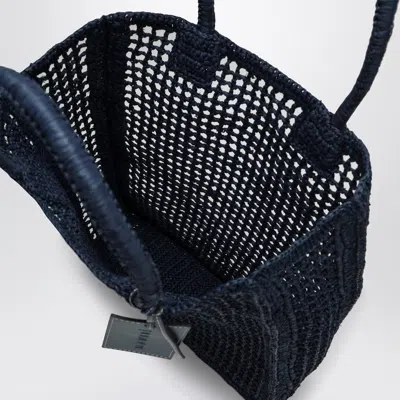 Shop Manebi Manebí Bag Panier Navy Blue Raffia