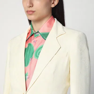 Etro White Jacquard Jacket With Crossover Detail Women In White