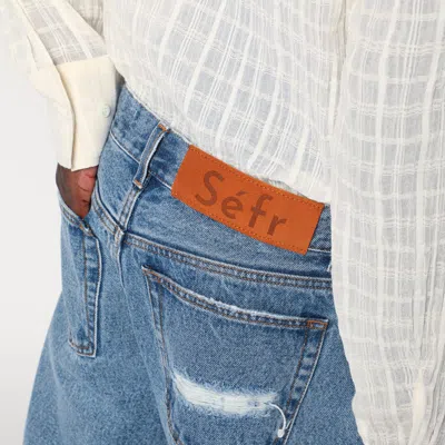 Séfr Ripped And Frayed Jeans In Light Blue
