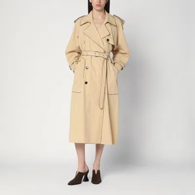 Dries Van Noten Risto Washed Cotton Poplin Trench Coat In Beige