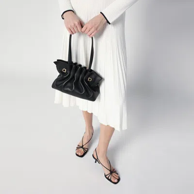 Ferragamo Black Leather Piercing Top Handle Bag In Black