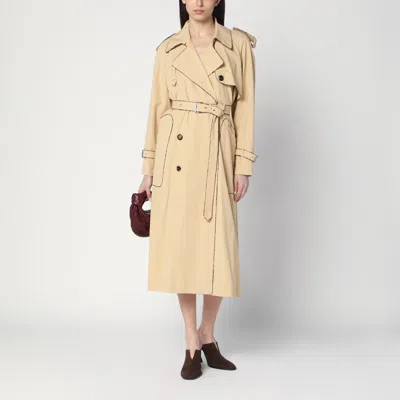 Dries Van Noten Risto Washed Cotton Poplin Trench Coat In Beige