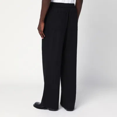 Ami Alexandre Mattiussi Ami Paris Men Black Pants With Elastic Waist With Drawstring In Virgin Wool Man In Black