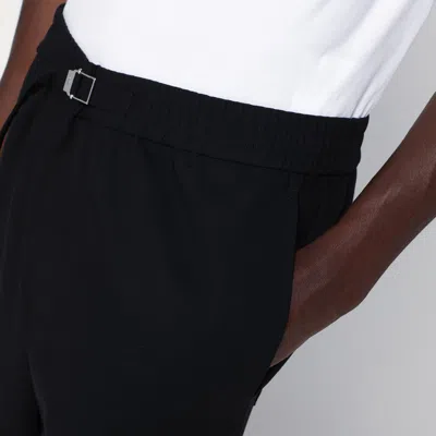 Ami Alexandre Mattiussi Ami Paris Men Black Pants With Elastic Waist With Drawstring In Virgin Wool Man In Black