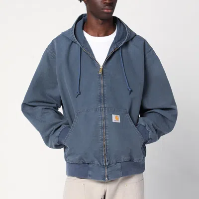 Carhartt Active Jacket With Ribbed Cuffs And Hood In Blue