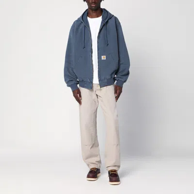 Carhartt Active Jacket With Ribbed Cuffs And Hood In Blue