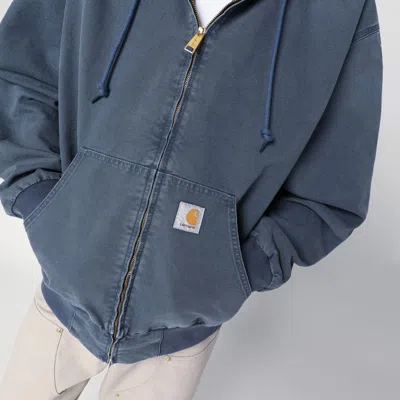 Carhartt Active Jacket With Ribbed Cuffs And Hood In Blue
