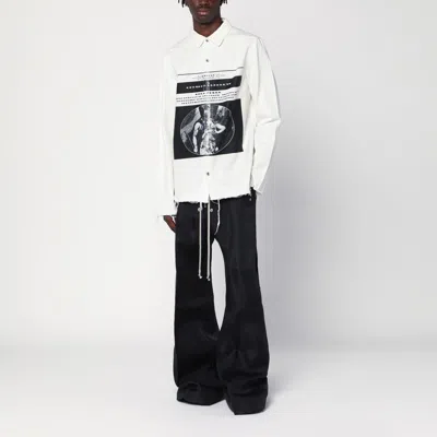 Drkshdw Outershirt Denim Jacket With Print On The Front In White