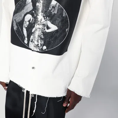 Drkshdw Outershirt Denim Jacket With Print On The Front In White