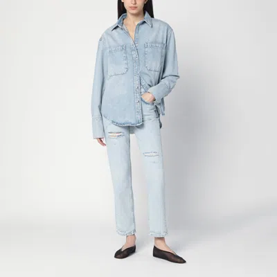Anine Bing Kate Straight-leg Bleached Blue Jeans In Light Blue