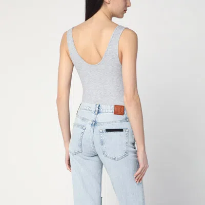 Anine Bing Ribbed Bodysuit Scoop Back In Gray