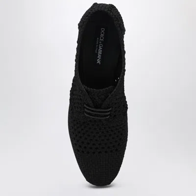 Dolce & Gabbana Black Lace-up Shoes With Woven Design In Black