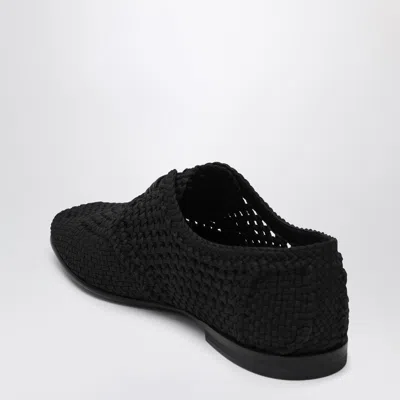 Dolce & Gabbana Black Lace-up Shoes With Woven Design In Black
