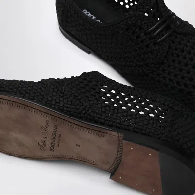 Dolce & Gabbana Black Lace-up Shoes With Woven Design In Black