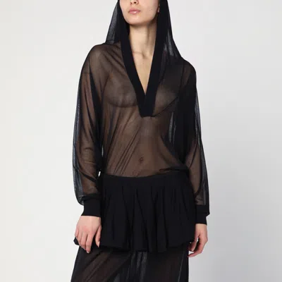 Alaïa Womens Noir Alaia Hooded Long-sleeves Knitted Bodysuit In Black