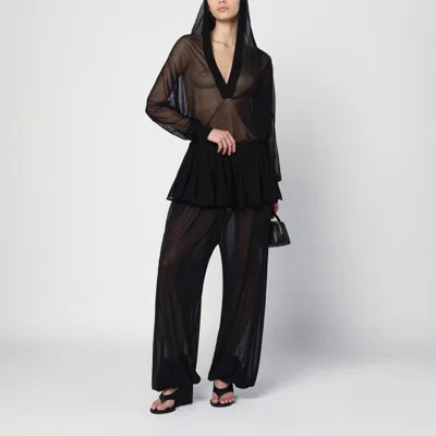 Alaïa Womens Noir Alaia Hooded Long-sleeves Knitted Bodysuit In Black