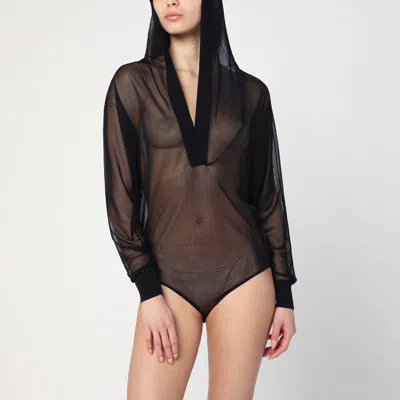 Alaïa Womens Noir Alaia Hooded Long-sleeves Knitted Bodysuit In Black