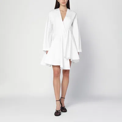 Alaïa Womens Spiral-belt Pleated Cotton-poplin Mini Dress Blanc In White