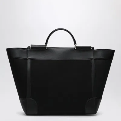 Dolce & Gabbana Dolce&gabbana Black Fabric And Leather Tote Bag In Black