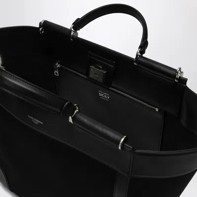 Dolce & Gabbana Dolce&gabbana Black Fabric And Leather Tote Bag In Black