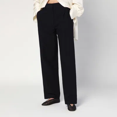 The Row Lilas Trousers In Black Wool And Linen In Black