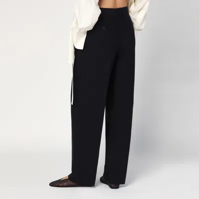The Row Lilas Trousers In Black Wool And Linen In Black