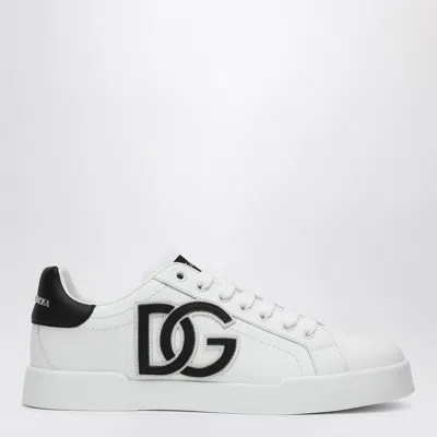 Dolce & Gabbana Dg Logo Patch Leather Sneaker In White