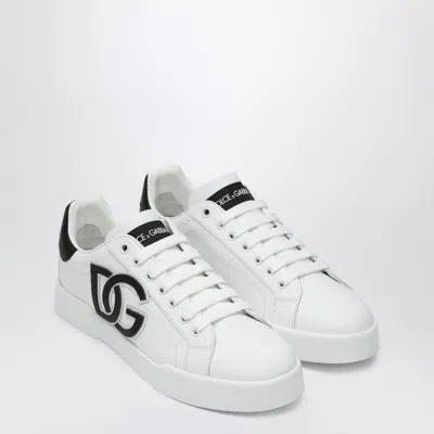 Dolce & Gabbana Dg Logo Patch Leather Sneaker In White