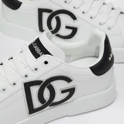 Dolce & Gabbana Dg Logo Patch Leather Sneaker In White