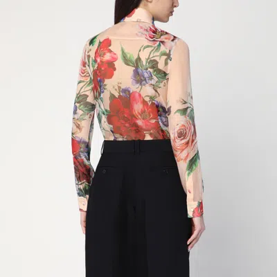 Dolce & Gabbana Bouquet Fantichi Sheer Chiffon Button-down Blouse In Multicolor
