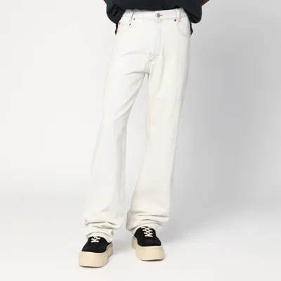 Mm6 Maison Margiela Patched Jeans With Belt Loops In White
