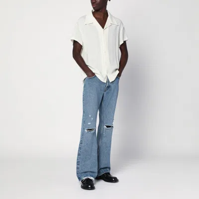Séfr Noam White Wool Blend Shirt In Beige