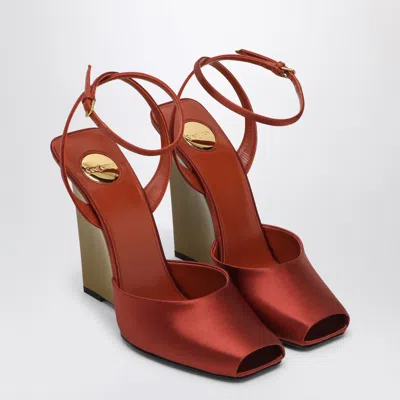 Saint Laurent Zeppe La Scandale In Satin Rust Color Women In Brown