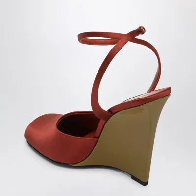 Saint Laurent Zeppe La Scandale In Satin Rust Color Women In Brown