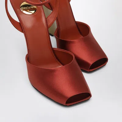 Saint Laurent Zeppe La Scandale In Satin Rust Color Women In Brown