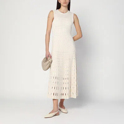 Shop Simkhai Zelma Perforated Midi Dress In Sand Colour In Beige