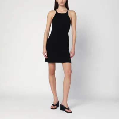 Courrèges Contrast Cotton Jersey Mini Dress In Black