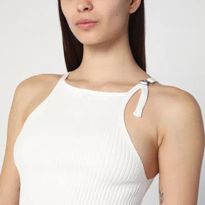 Courrèges White Ribbed Top With Pointed Hem In White