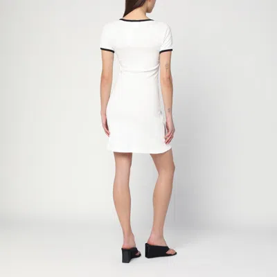 Courrèges Ribbed Cotton Mini Dress With Logo Embroidery In White