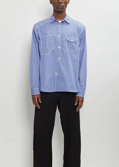 Junya Watanabe Bengal Stripe Cotton Shirt In Blue