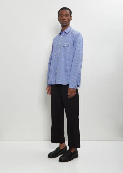 Junya Watanabe Bengal Stripe Cotton Shirt In Blue