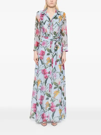 Sachin & Babi Addison Gown In Glacial Blue Blossoms
