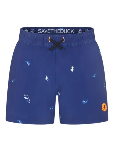 Save The Duck Dolfin-print Swim Shorts In Blue
