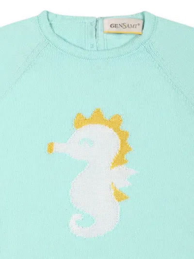 Gensami Intarsia-knit Romper In Blue