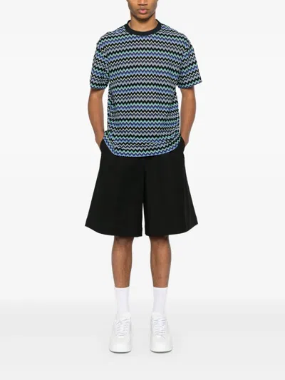 Missoni Chevron Zigzag Crew Neck T-shirt In Blue