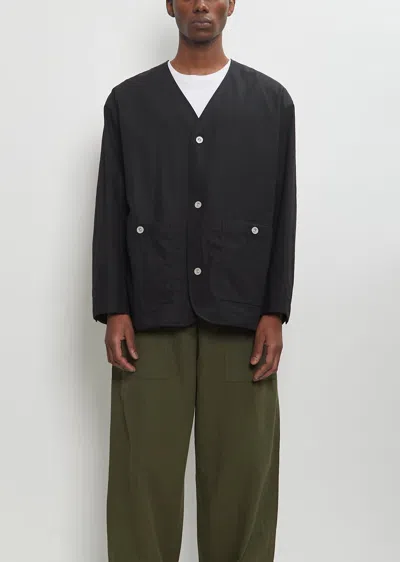 Comme Des Garçons Homme Deux Cotton Linen Collarless Jacket In Black